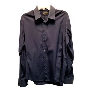 Zara Men's Navy Super Slim Fit Shirt - Size XL